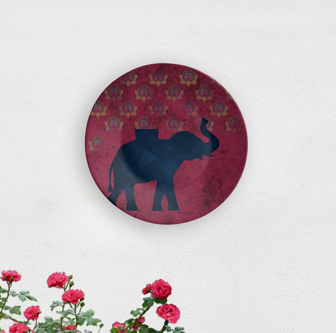 Blue Elephant Decorative Wall Plate