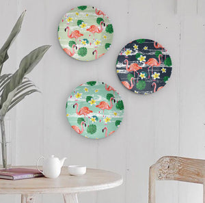 World of Flamingoes- Set of 3 Wall Plates by Quirk India