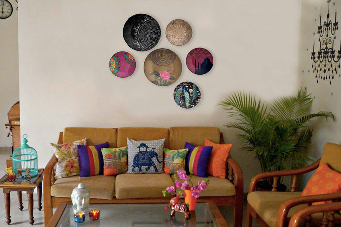 Indian Elegant Beauty Decorative Wall Plates- Set of 6