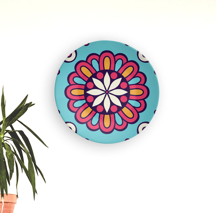 Turquoise Floral Abstract Decoraative Wall Plate