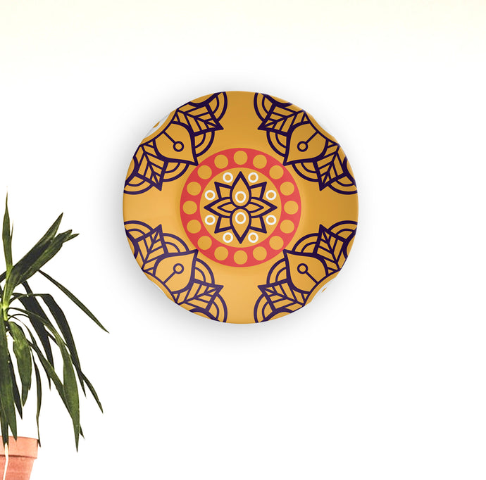 Yellow Symmetry Abstract Decorative Plate