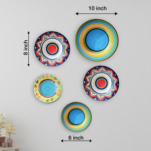 Round and Back Colourfull Decorative Wall Plates- Set of 5