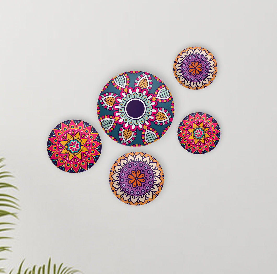 Mandala Abstract Decorative Wall Plates - Set of 5