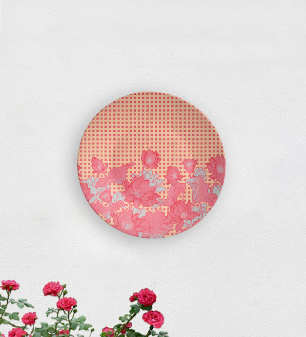 Dotted Floral Red Decorative Wall Plate