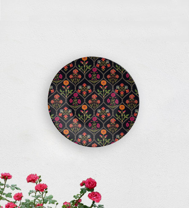 Black Aesthetic Floral Decorative Wall Plate