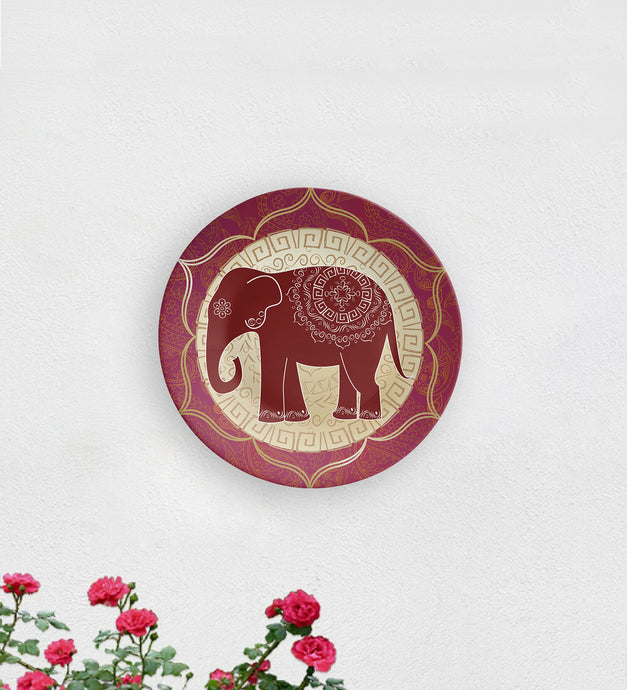 Brown Elephant Around the Circle Decorative Wall Plate