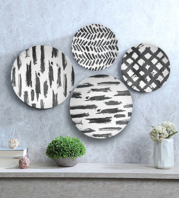 Strokes of Grey- Set of 4 Wall Plates by Quirk India